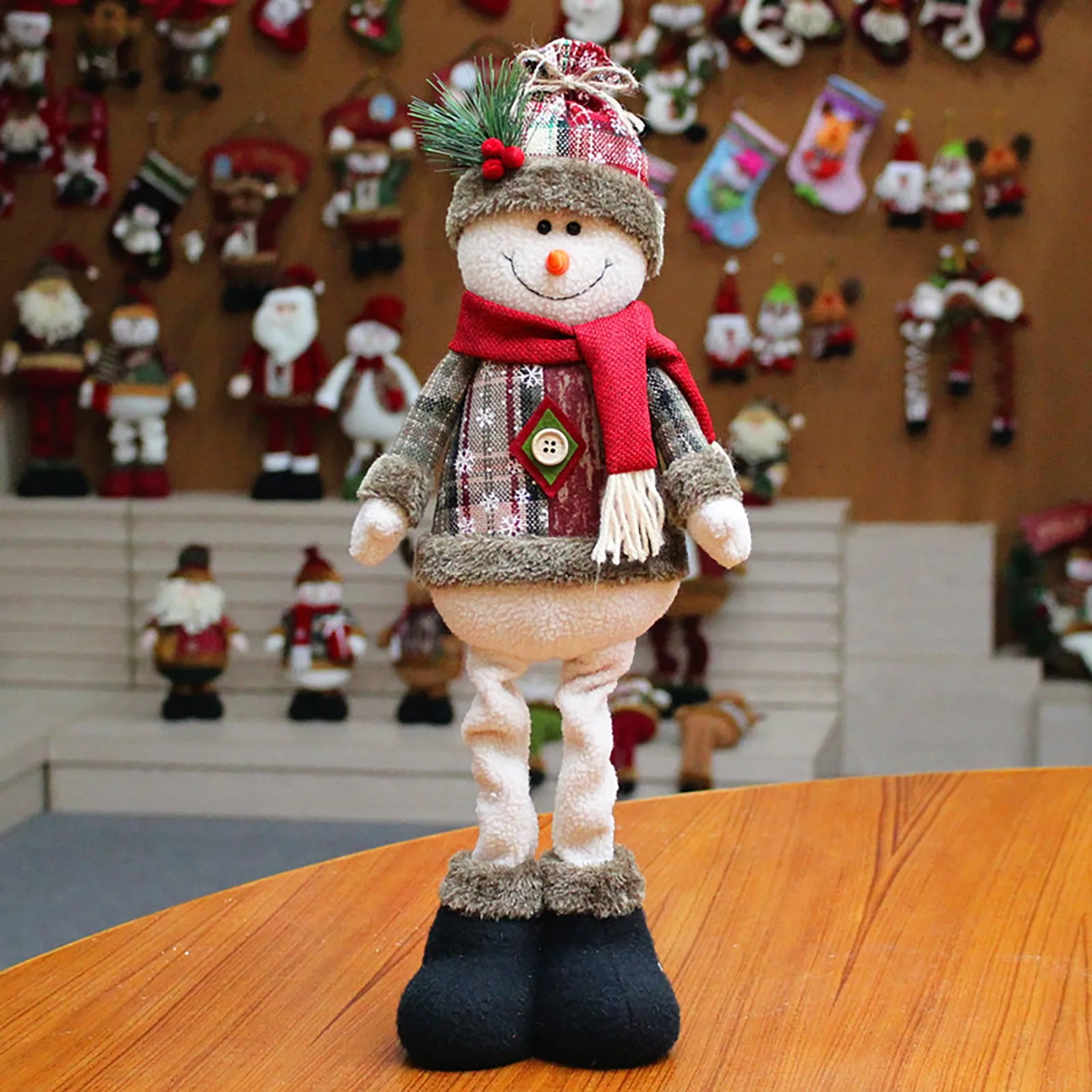 Muñecas navideñas decorativas, muñeco de nieve de Reno, Papá Noel, muñeco de pie, adorno de Año Nuevo, Feliz Navidad, 3 uds. - Imagen 7