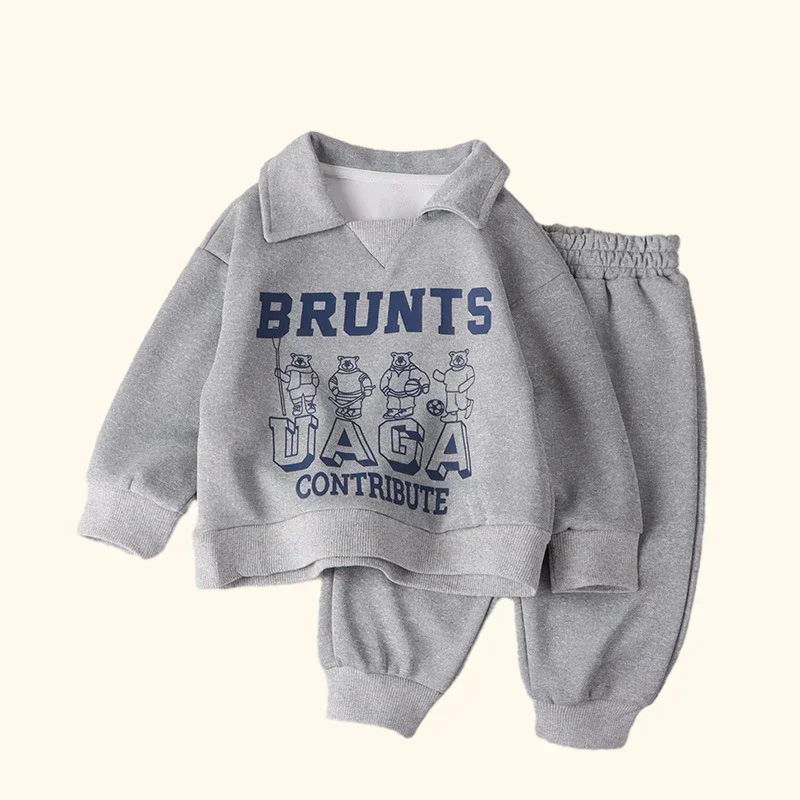 Conjuntos de ropa para niños, sudadera con Polo y pantalones, trajes deportivos para niños, chándales cálidos para niños y niñas, ropa para niños, Otoño e Invierno - Imagen 2