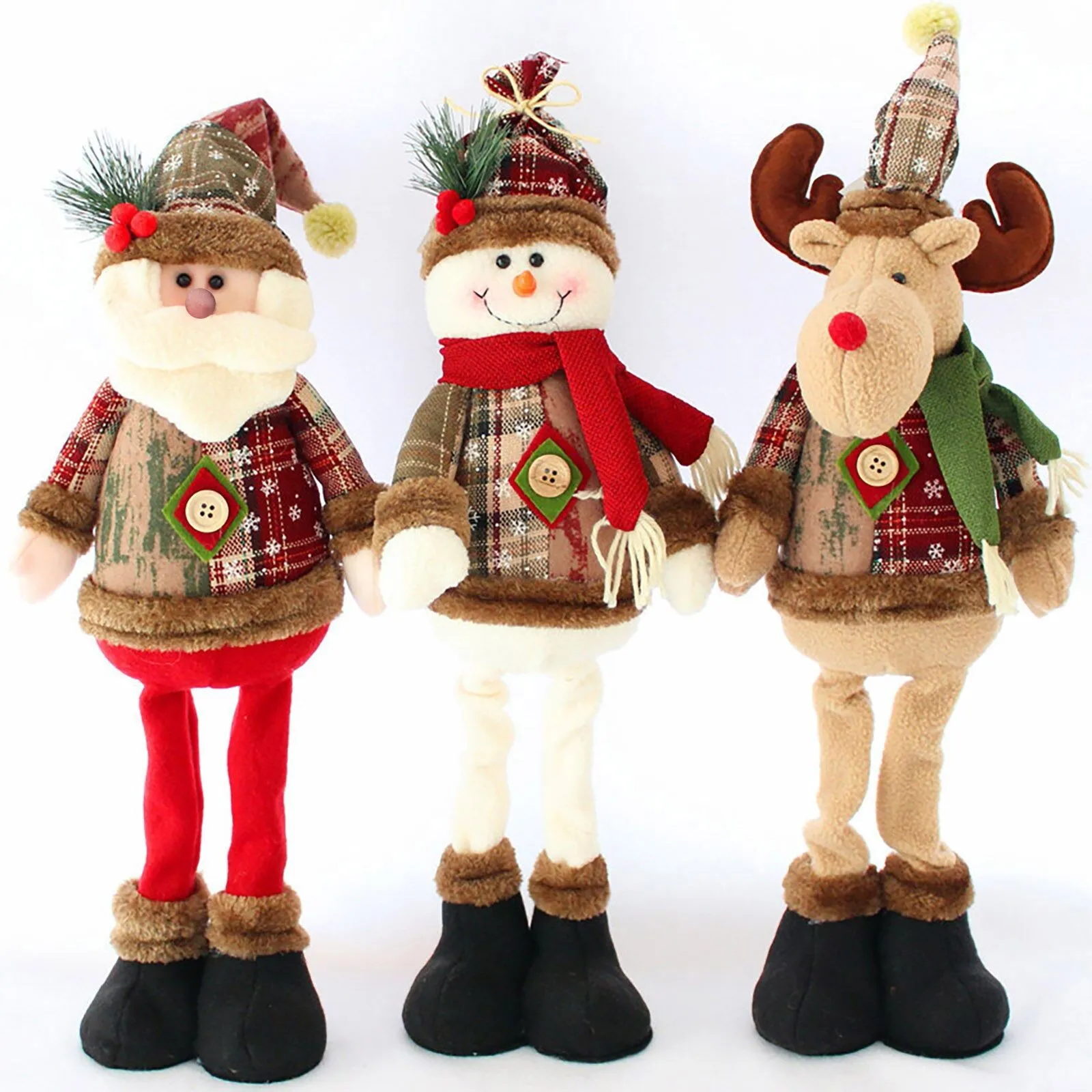 Muñecas navideñas decorativas, muñeco de nieve de Reno, Papá Noel, muñeco de pie, adorno de Año Nuevo, Feliz Navidad, 3 uds.